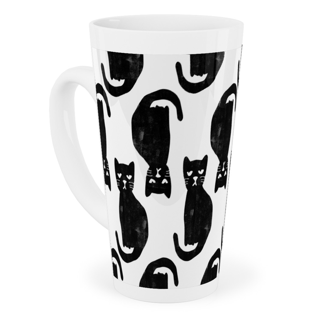Black Cat Tall Latte Mug, 17oz, Black