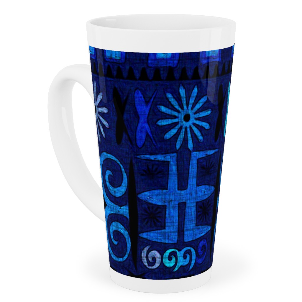 Indigo - Geometric Tall Latte Mug, 17oz, Blue