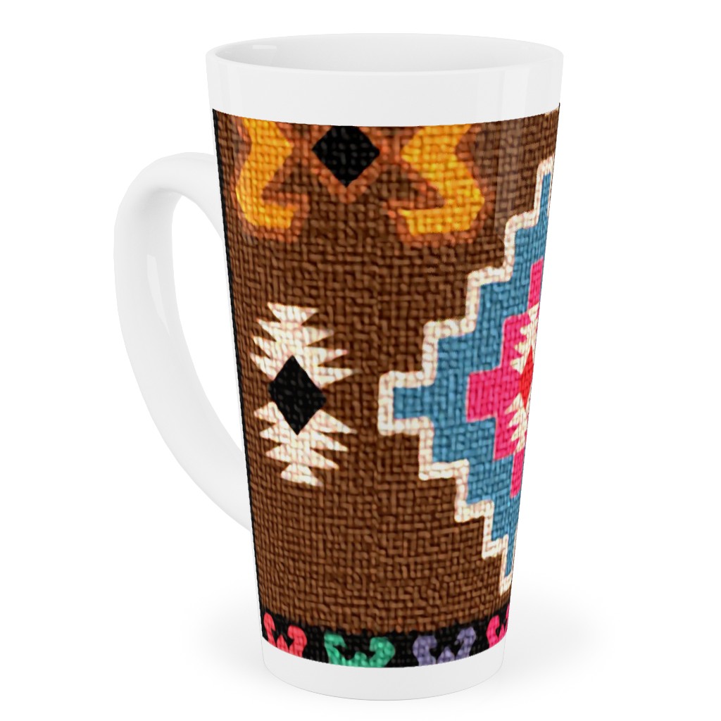Kilim - Brown Tall Latte Mug, 17oz, Multicolor