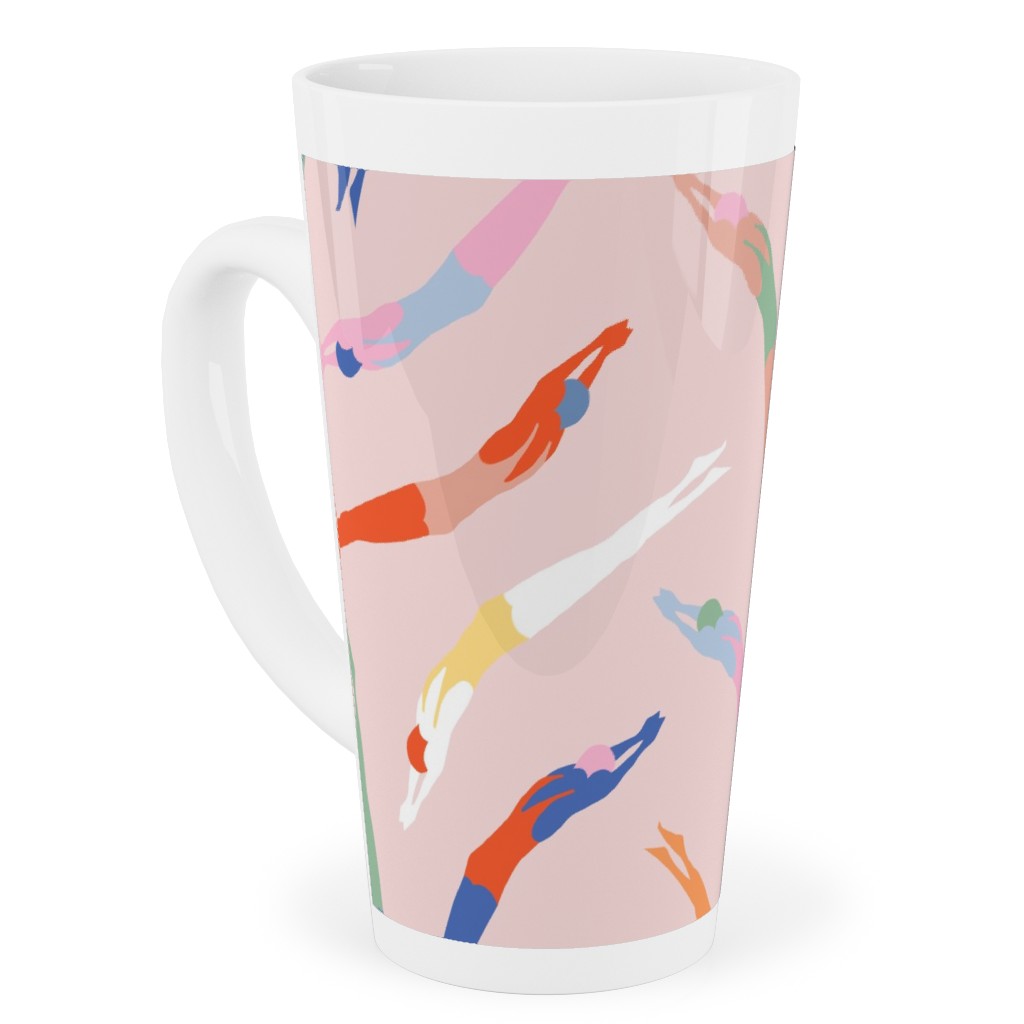 Art Deco Divers - Pink Tall Latte Mug, 17oz, Pink