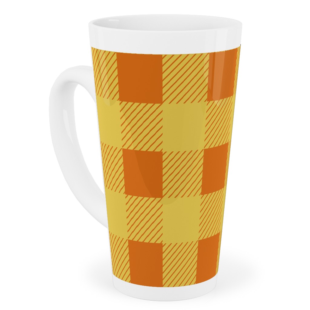 Buffalo Checked Plaid Tall Latte Mug, 17oz, Yellow, Marigold