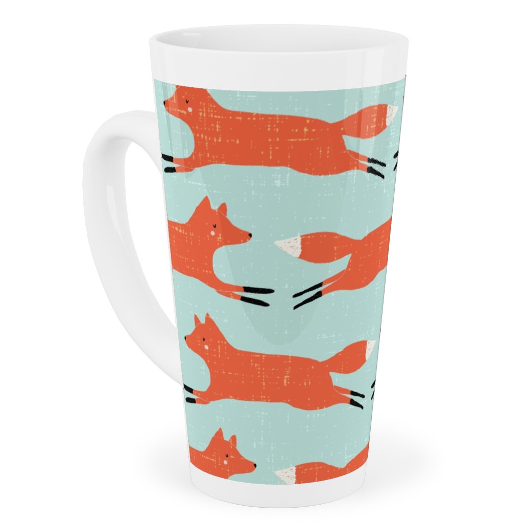 Little Orange Fox - Orange and Green Tall Latte Mug, 17oz, Orange