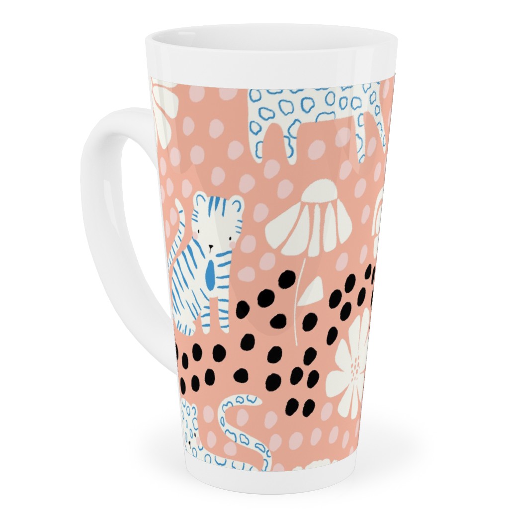 Jungle Cats - Pink Tall Latte Mug, 17oz, Pink