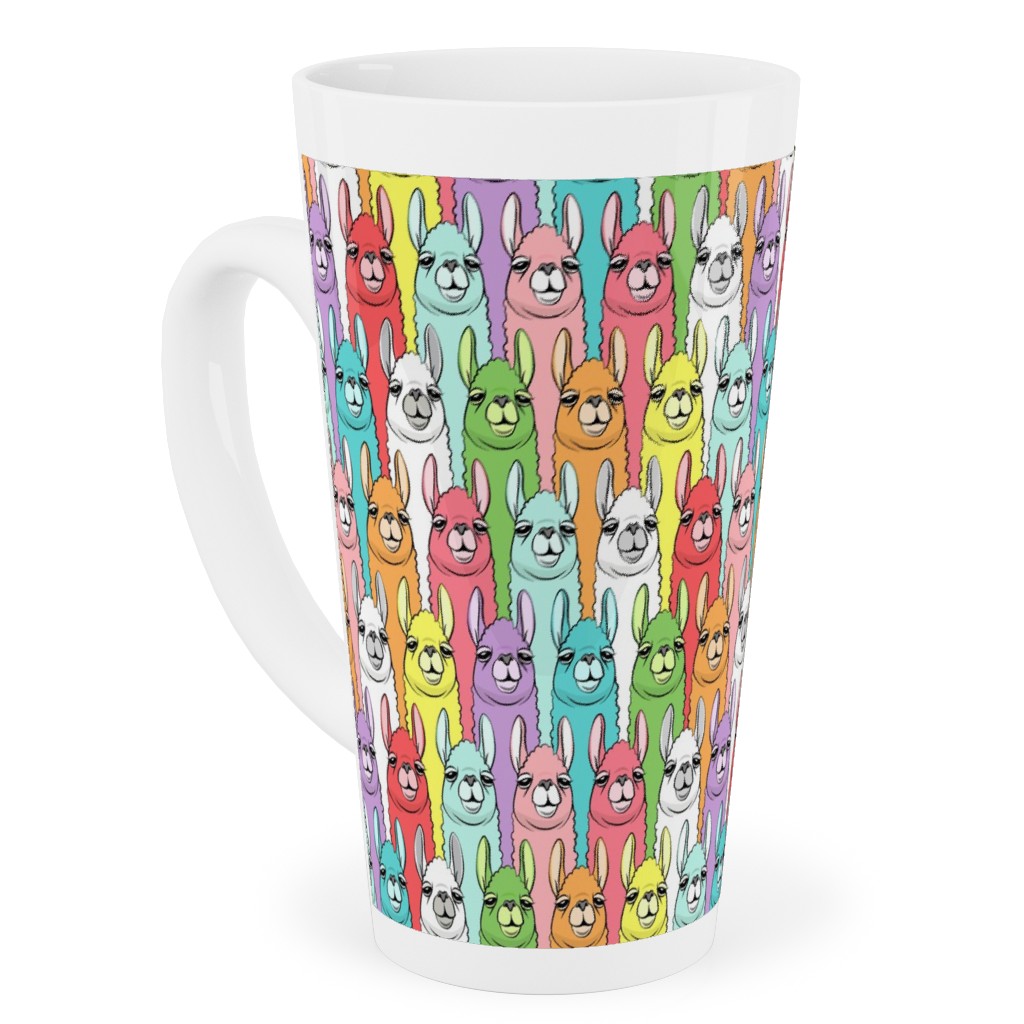 Rainbow Llamas - Multi Tall Latte Mug, 17oz, Multicolor