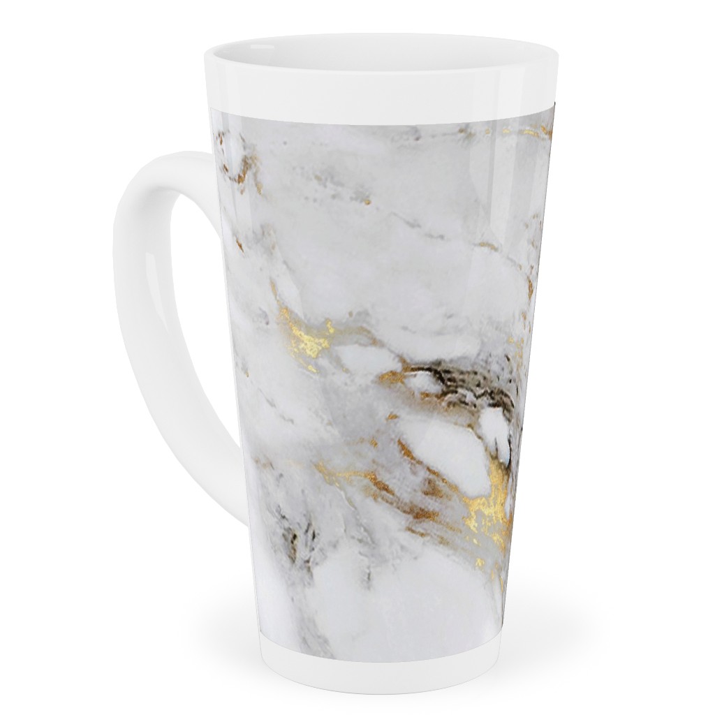 Gilded Marble - Gray Tall Latte Mug, 17oz, Gray