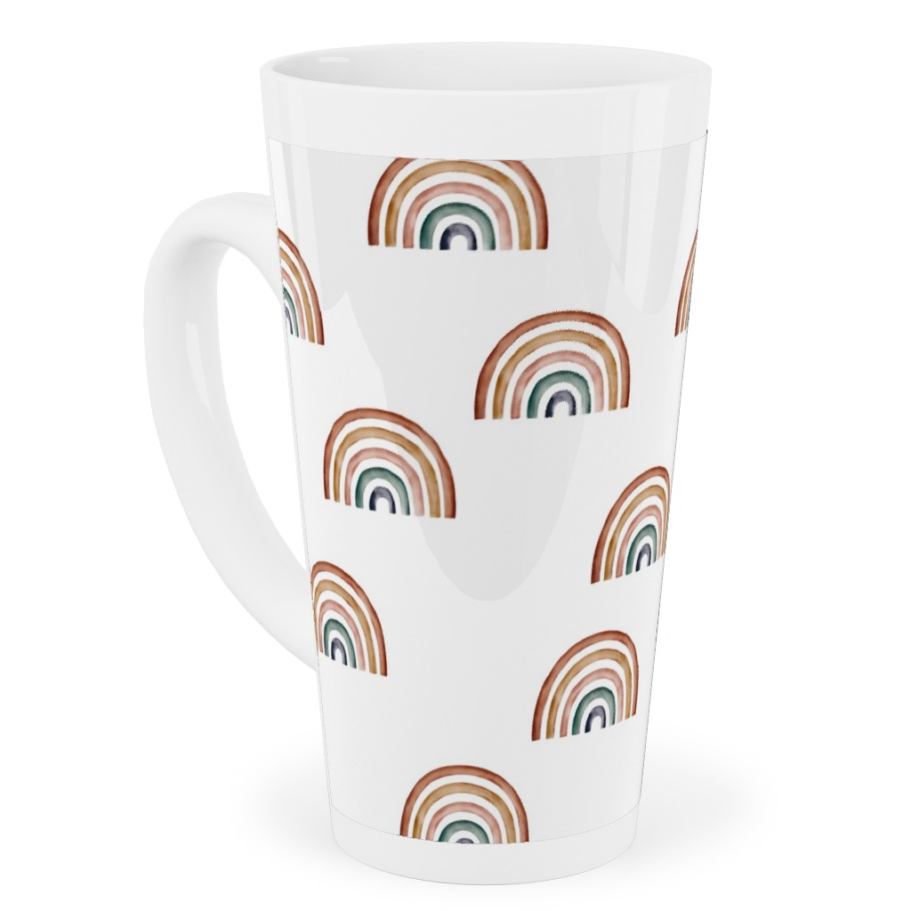 Scattered Rainbows - Multi Tall Latte Mug, 17oz, White, White