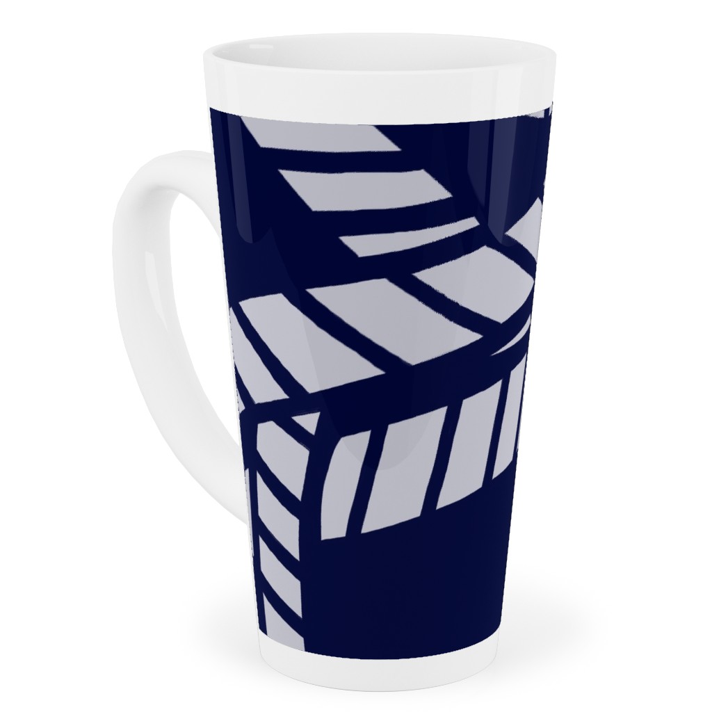 Nautical Rope on Navy Tall Latte Mug, 17oz, Blue, True Blue