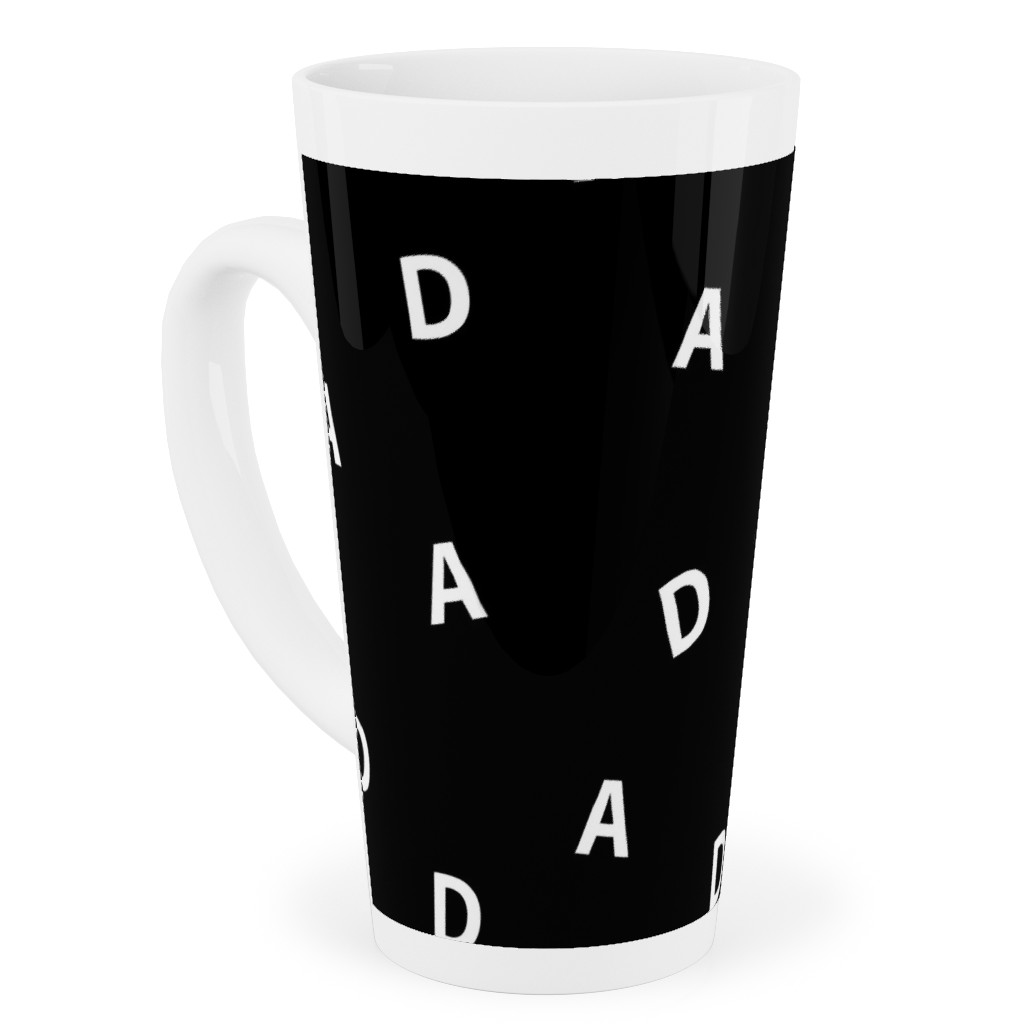 Sweet Dad Typography - Black and White Tall Latte Mug, 17oz, Black, Black