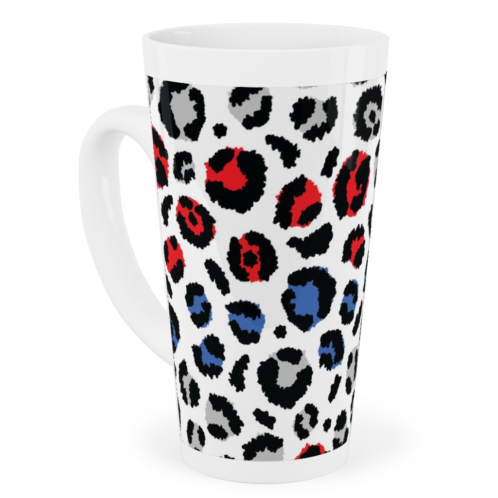 Patriotic Leopard Tall Latte Mug, 17oz, Multicolor