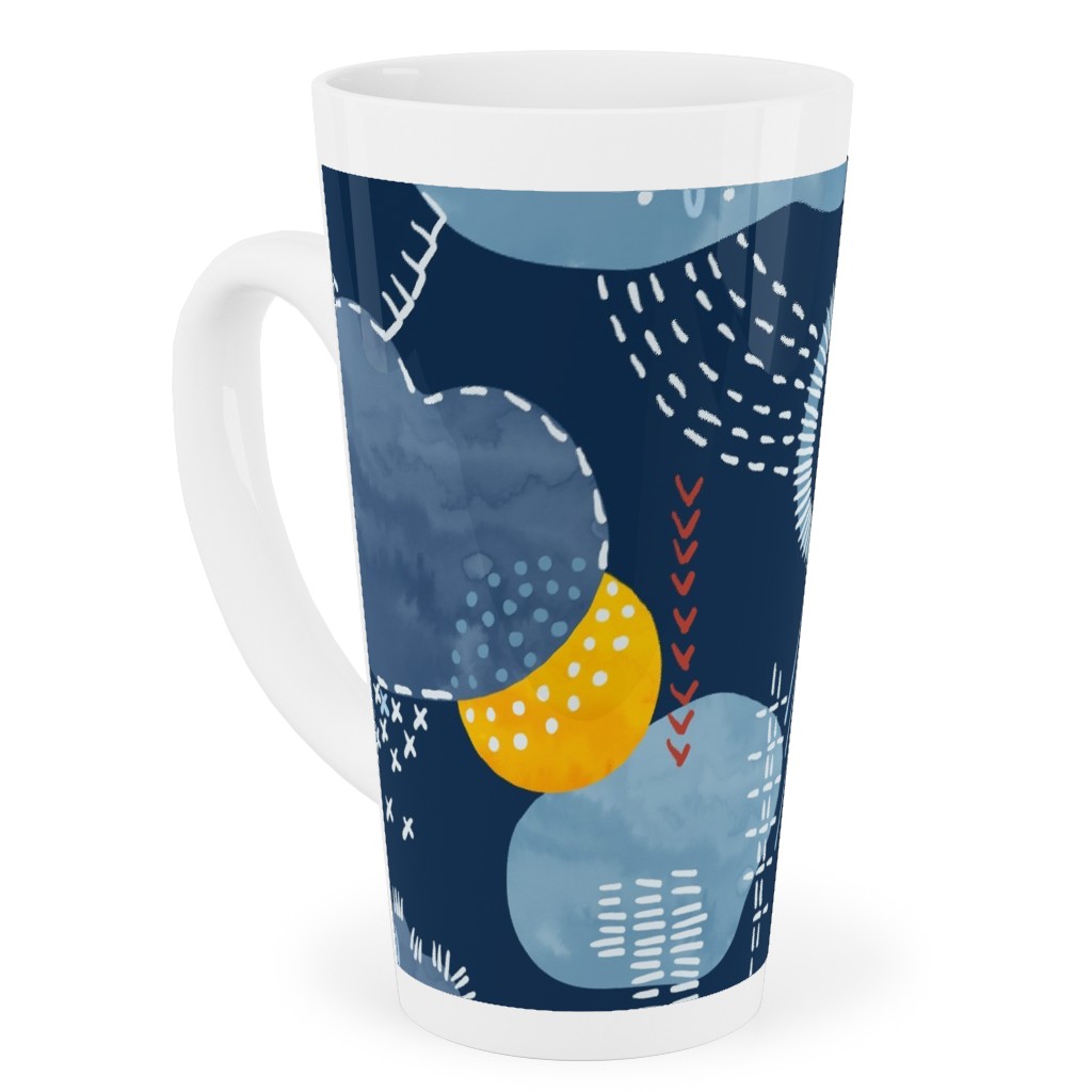 Shashiko Spring Clouds - Blue Tall Latte Mug, 17oz, Blue, True Blue