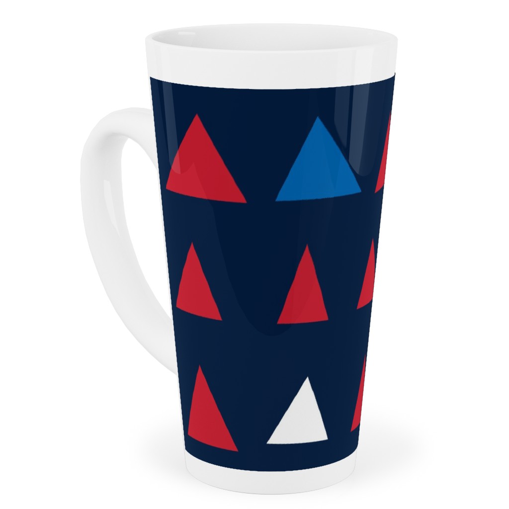 Triangles - Red White and Blue Tall Latte Mug, 17oz, Blue, True Blue