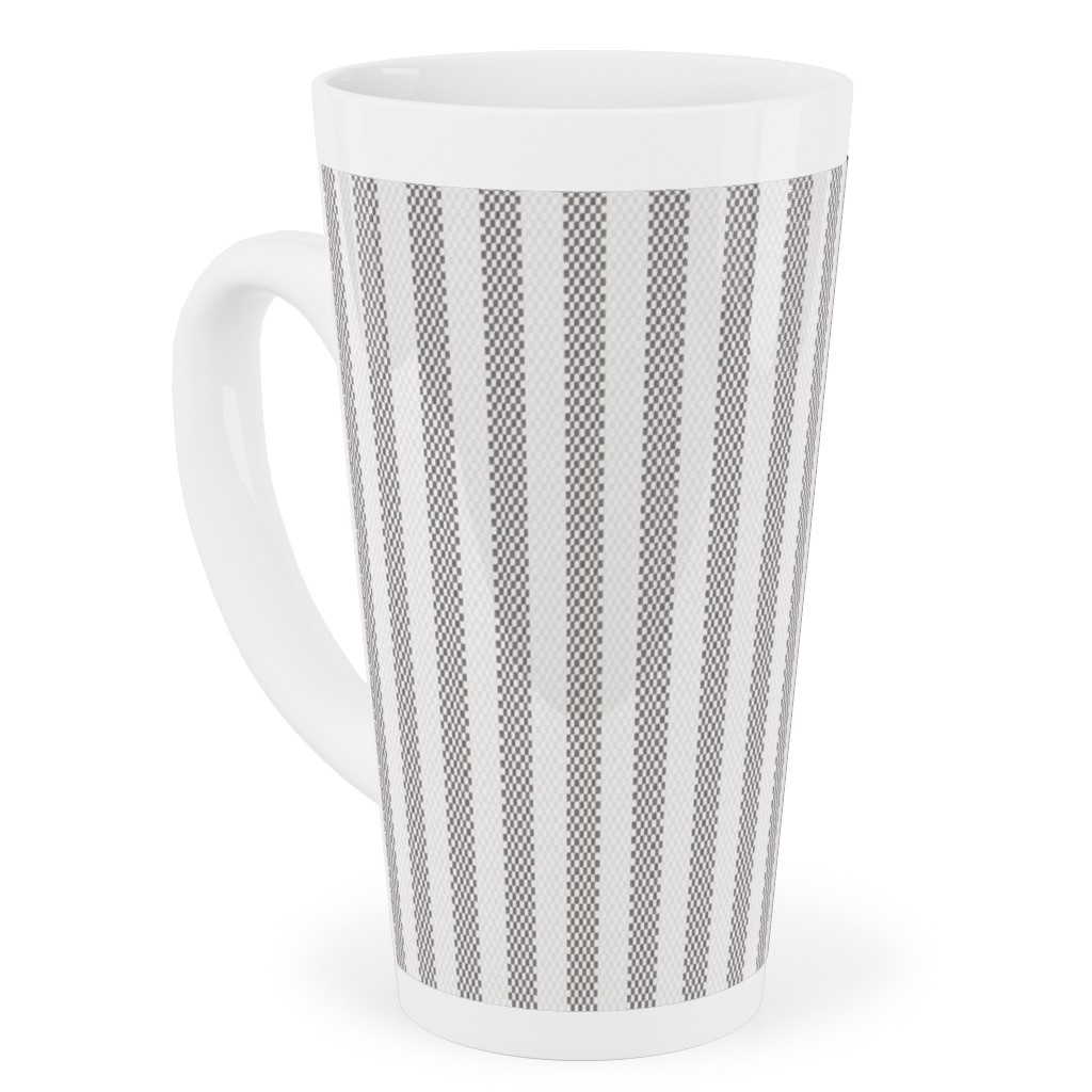 French Ticking Stripe - Grey Tall Latte Mug, 17oz, Gray