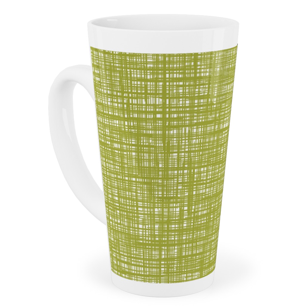 Linen Hatch Texture - Green Tall Latte Mug, 17oz, Green