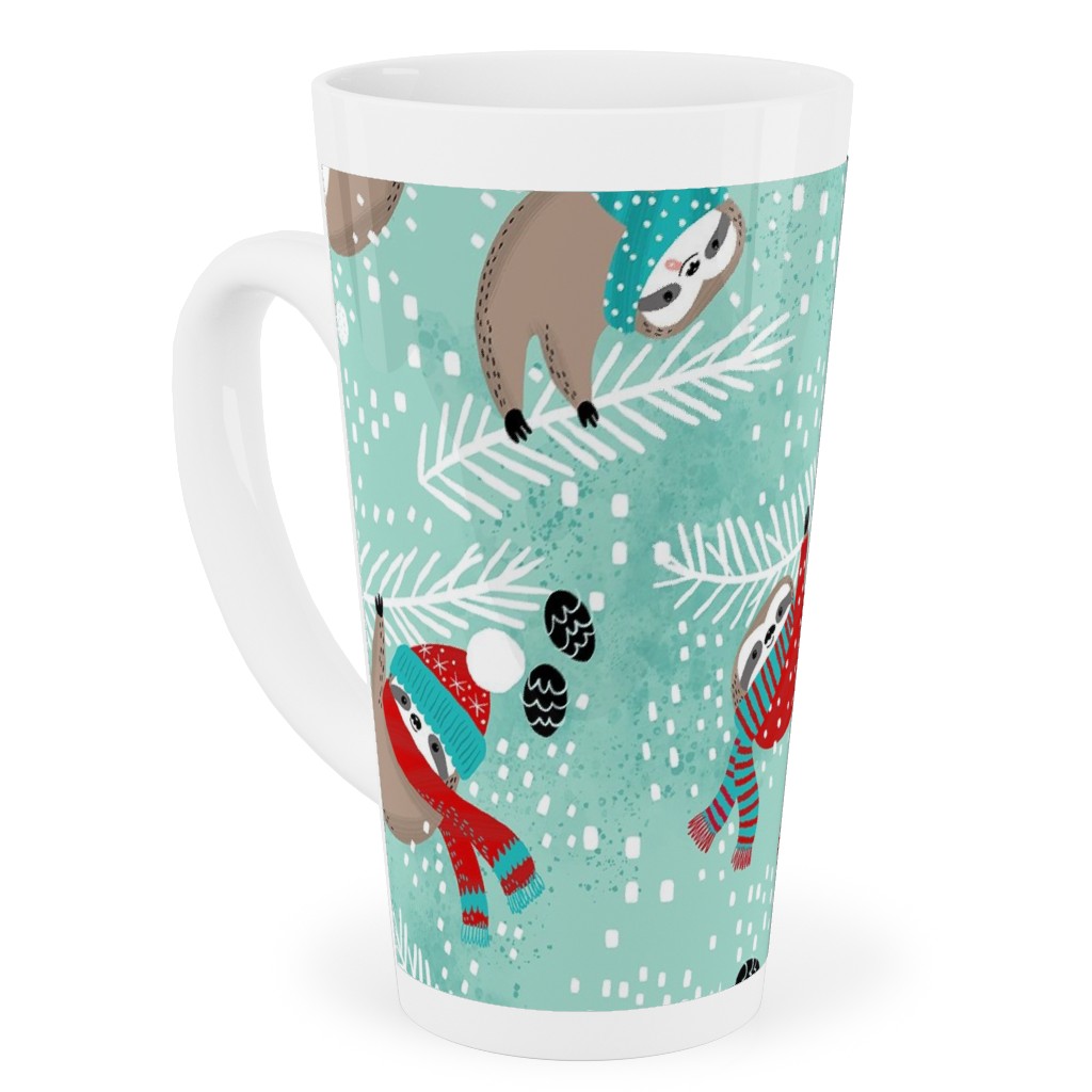 Snowy Sloths - Multi Tall Latte Mug, 17oz, Multicolor