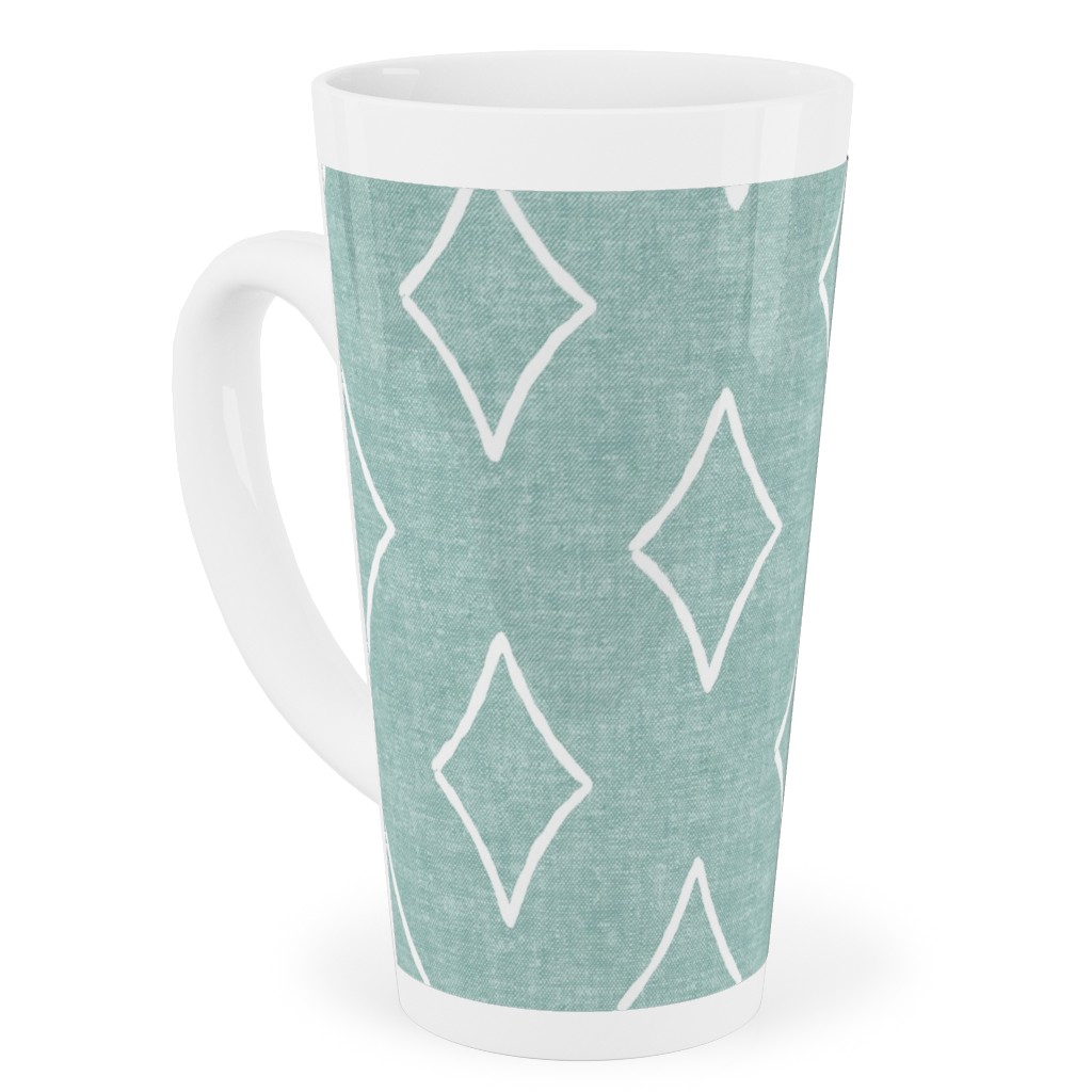 Diamonds Coordinate Woven - Mint Tall Latte Mug, 17oz, Green