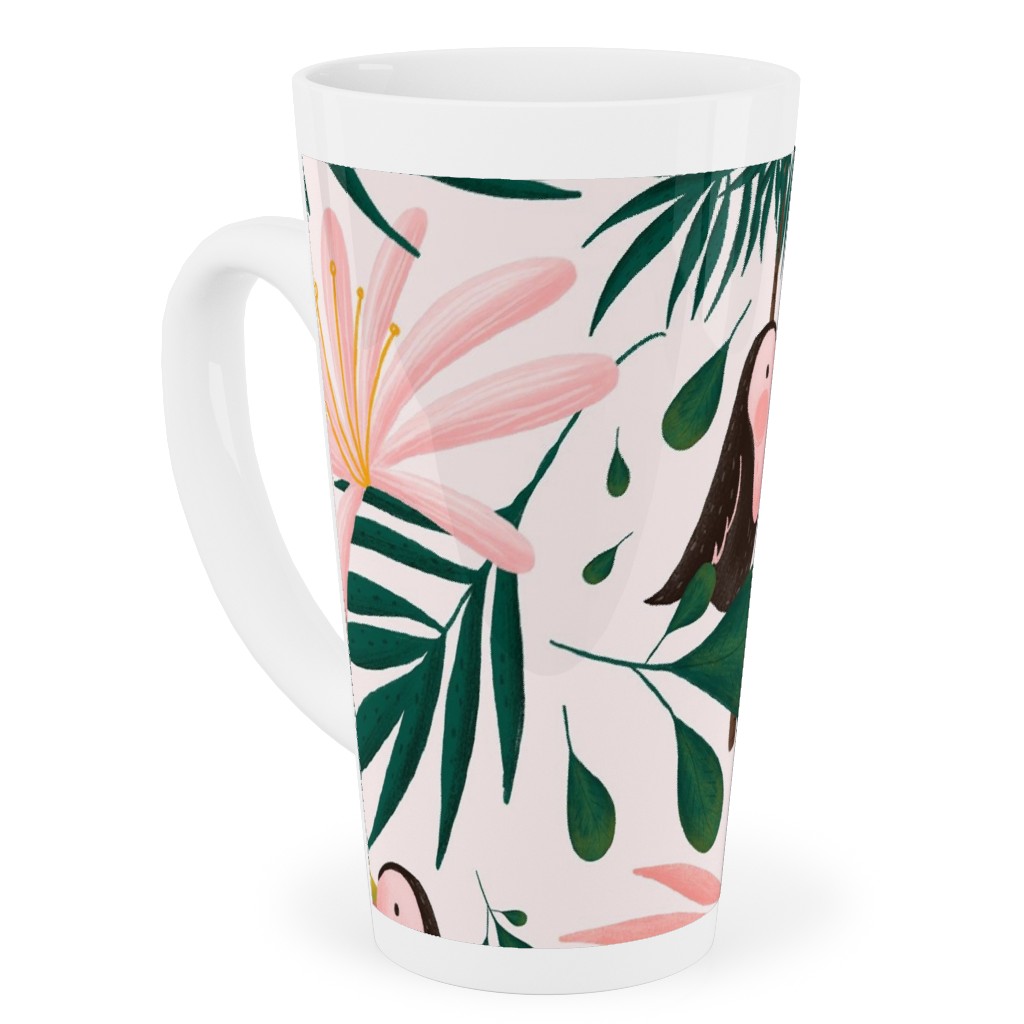 Jungle Pattern - Pink Tall Latte Mug, 17oz, Pink