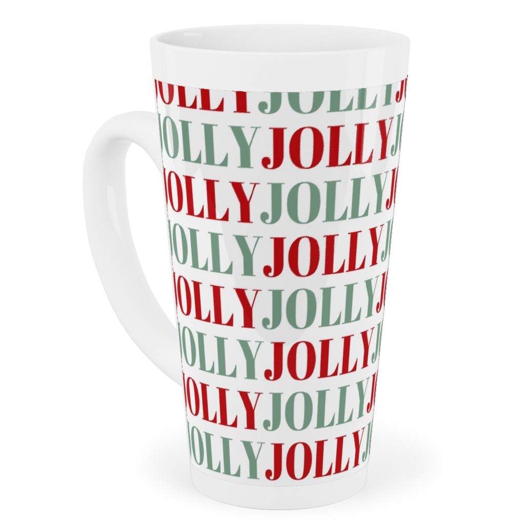 Jolly Print Repeat Tall Latte Mug, 17oz, Red