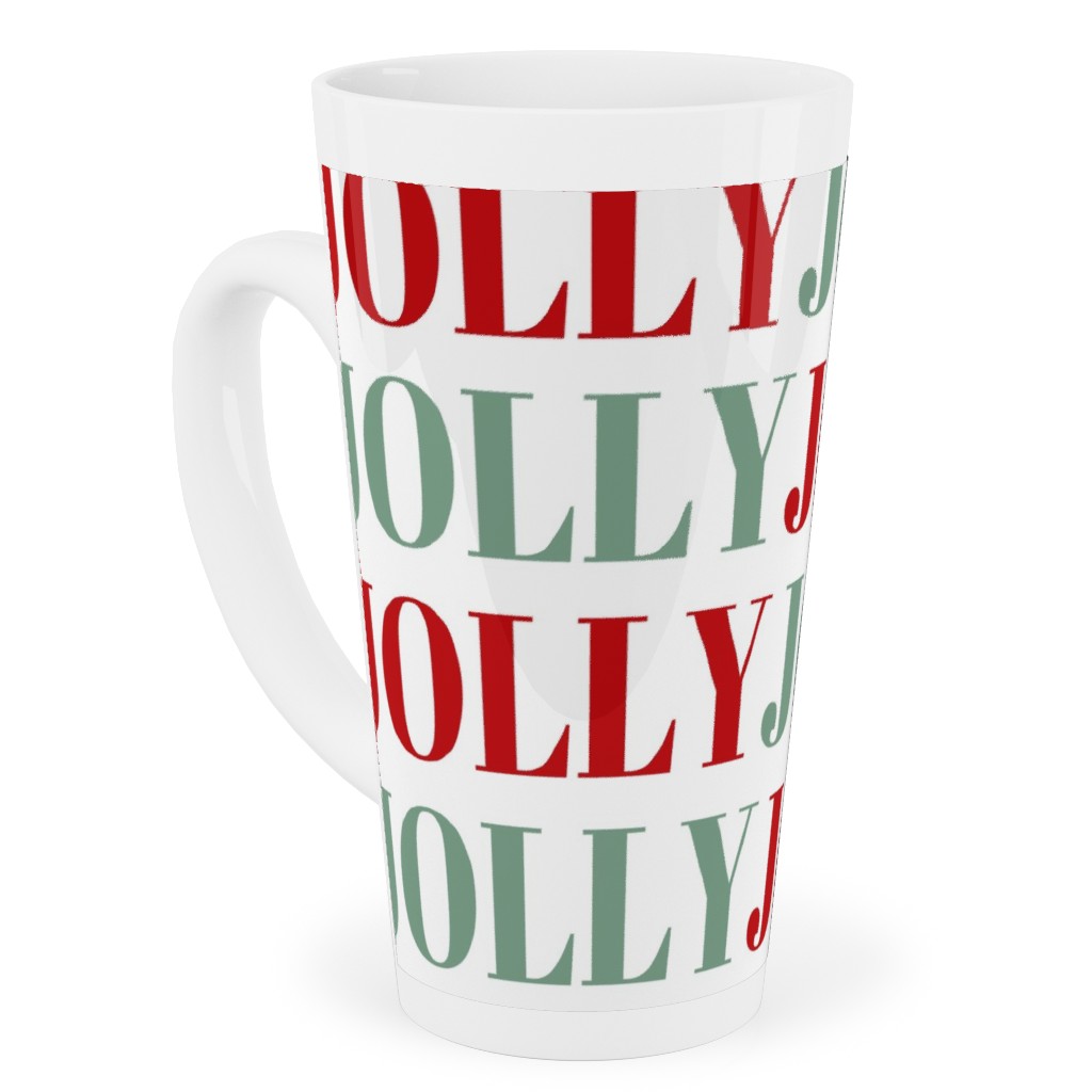 Jolly Print - Red and Green Tall Latte Mug, 17oz, Red
