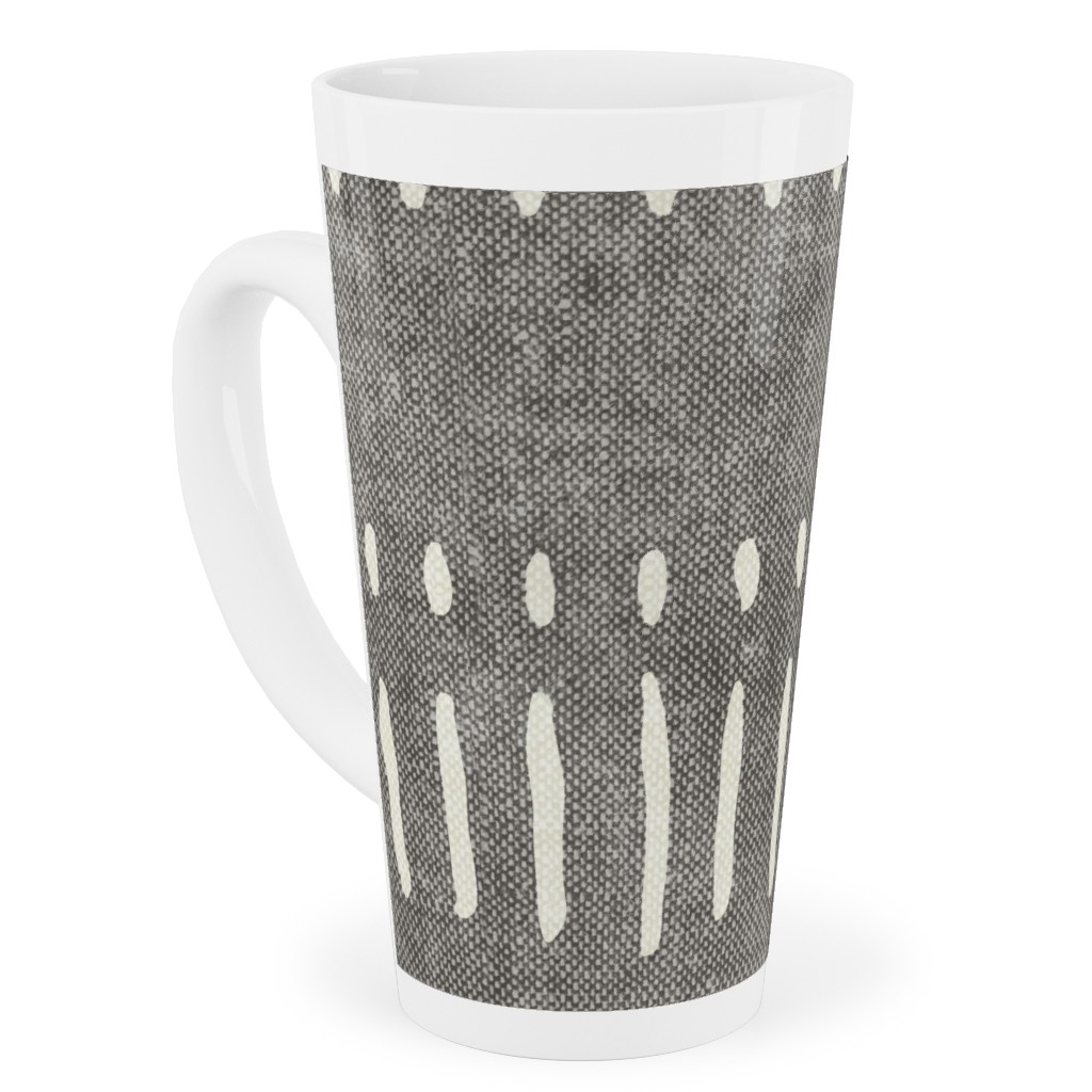 Dash Dot Stripes Tall Latte Mug, 17oz, Gray, Warm Gray