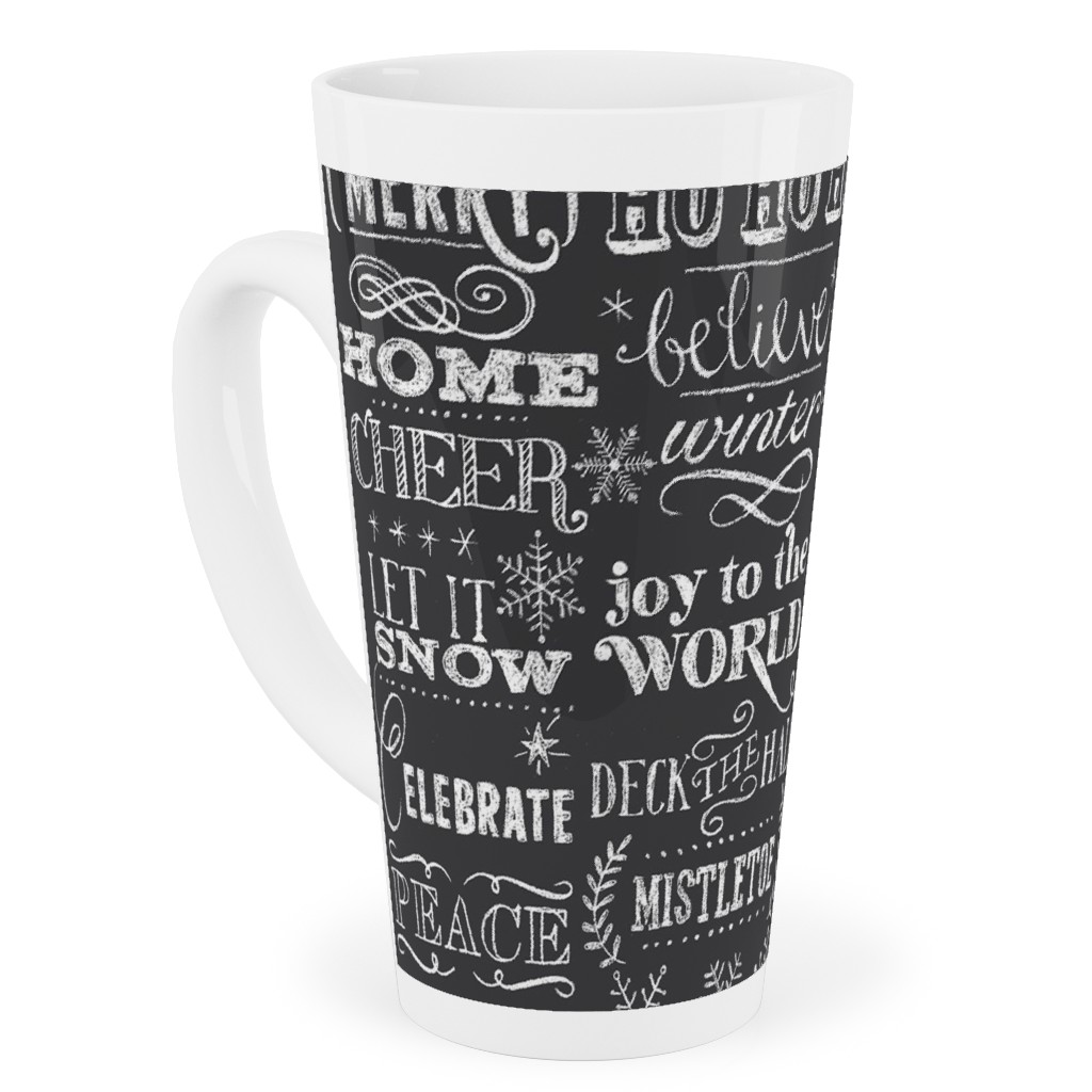 Christmas Sayings in Chalk Tall Latte Mug, 17oz, Gray