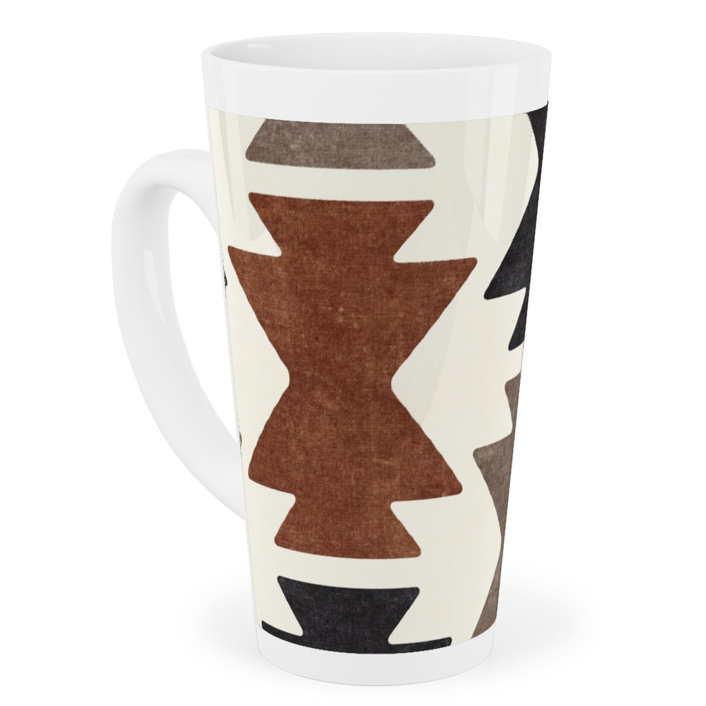 Bohemian Aztec Tall Latte Mug, 17oz, Brown, Chestnut
