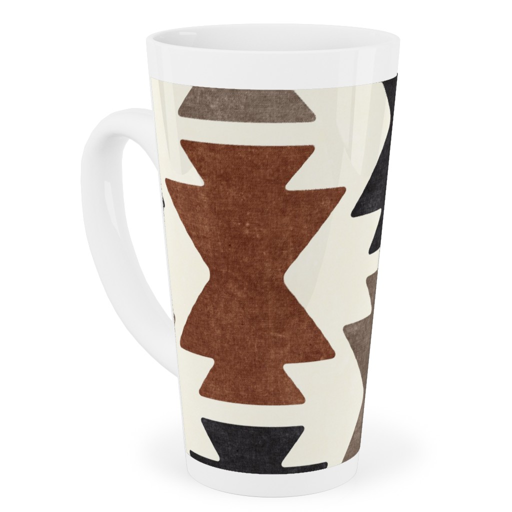 Bohemian Aztec Tall Latte Mug, 17oz, Brown