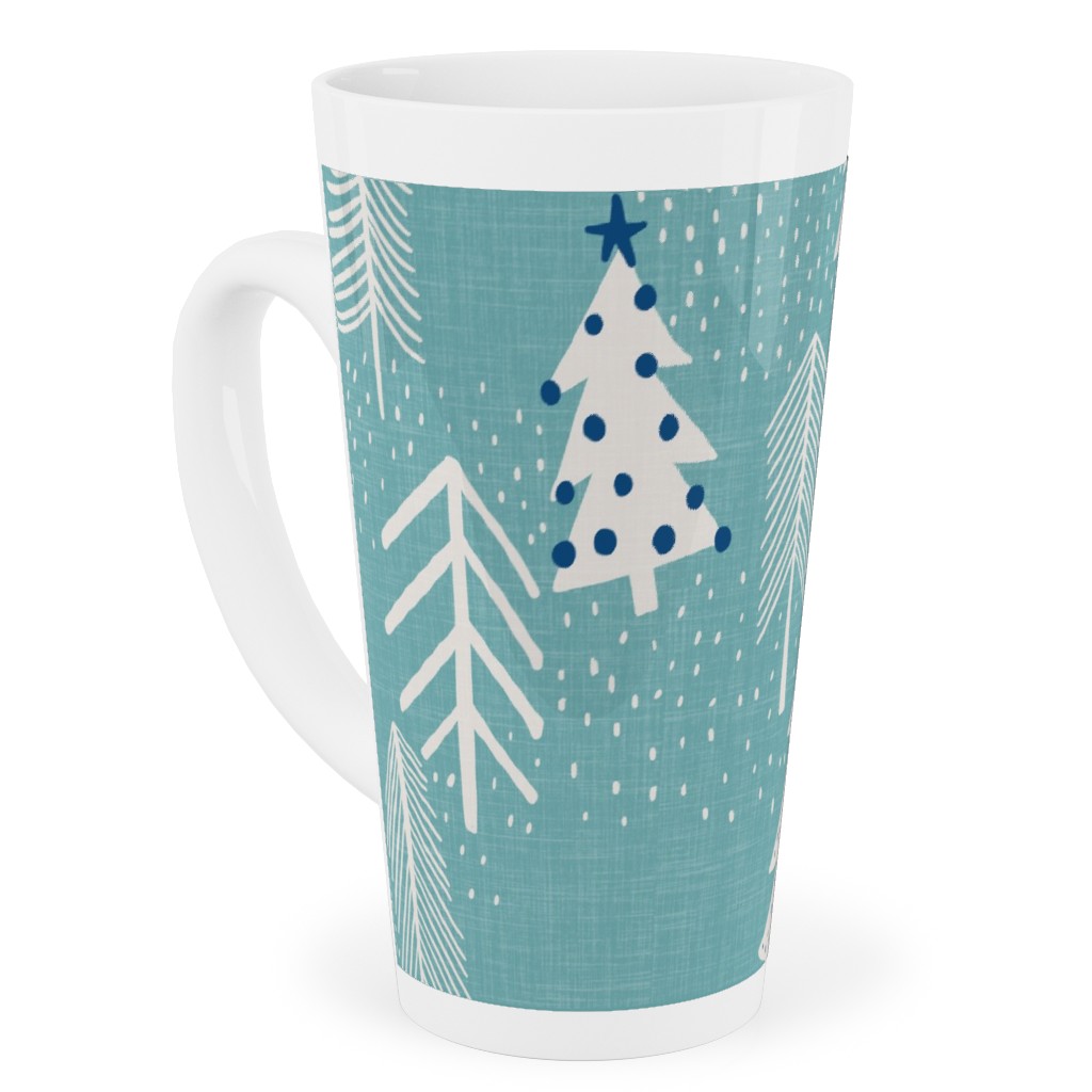 Evergreen Forest Tall Latte Mug, 17oz, Blue, Sea