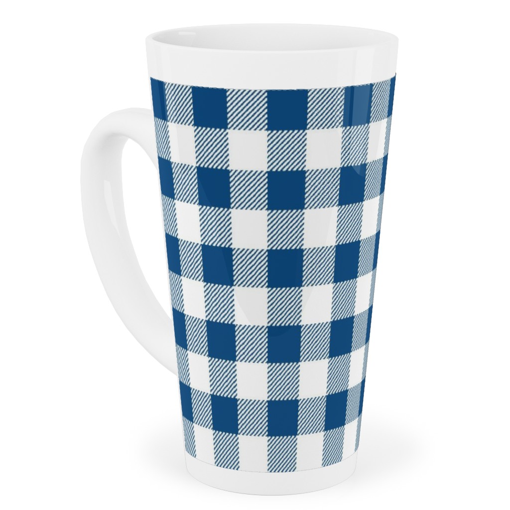 Classic Gingham - Blue Tall Latte Mug, 17oz, Blue