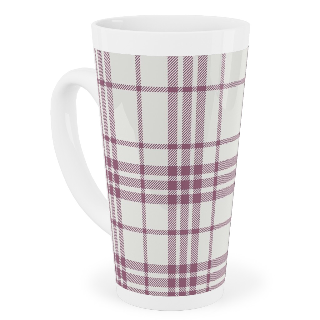 Tartan Check Tall Latte Mug, 17oz, Purple