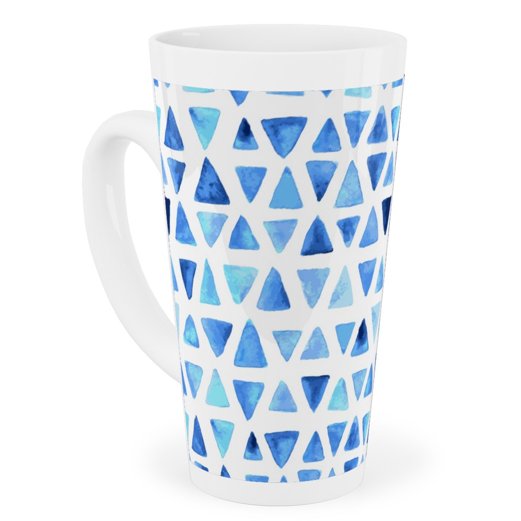 Watercolor Triangles - Blue Tall Latte Mug, 17oz, Blue