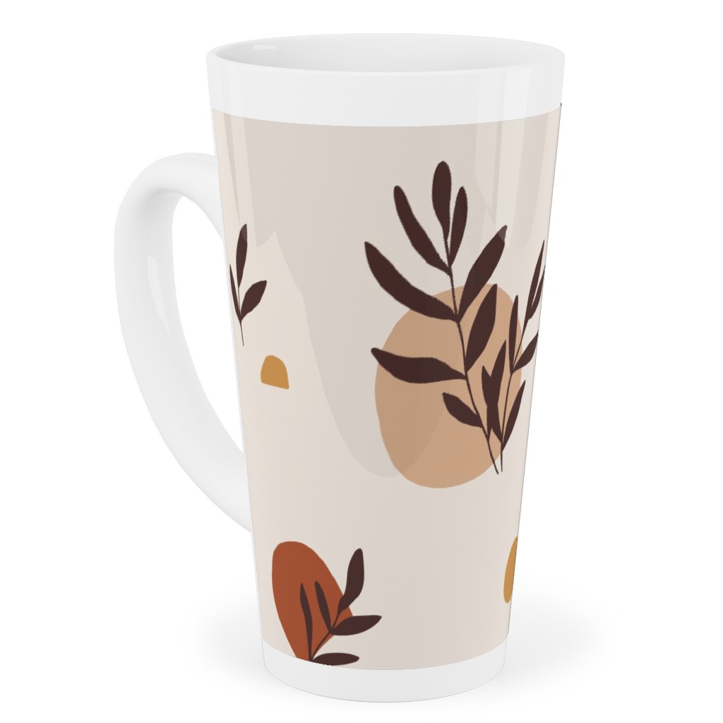 Abstraction and Tropical Leaves - Light Tall Latte Mug, 17oz, Beige, Pearl