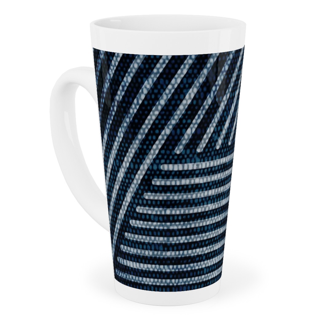 Cadence Triangles - Denim Tall Latte Mug, 17oz, Blue