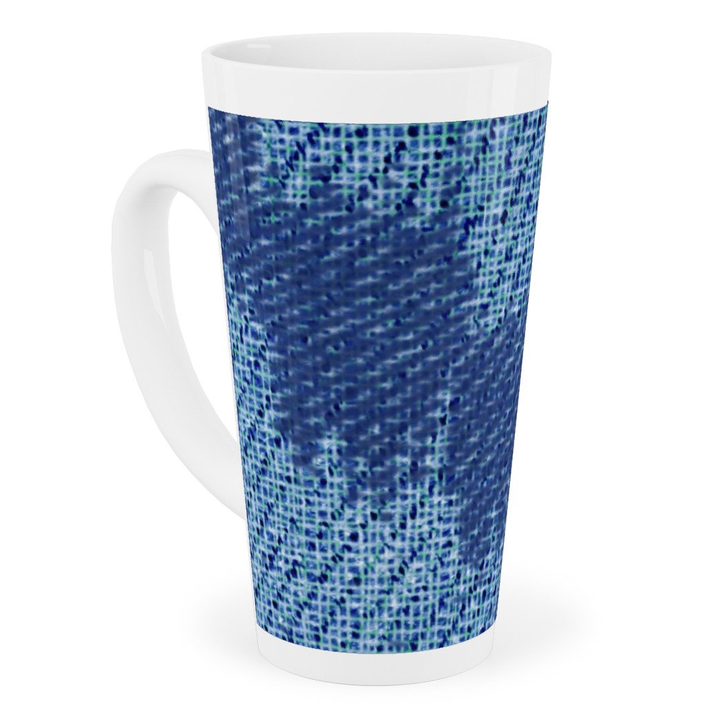 Blue Ikat Tall Latte Mug, 17oz, Blue, True Blue