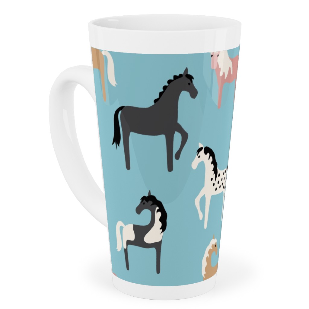 Horse Party Tall Latte Mug, 17oz, Blue, True Blue