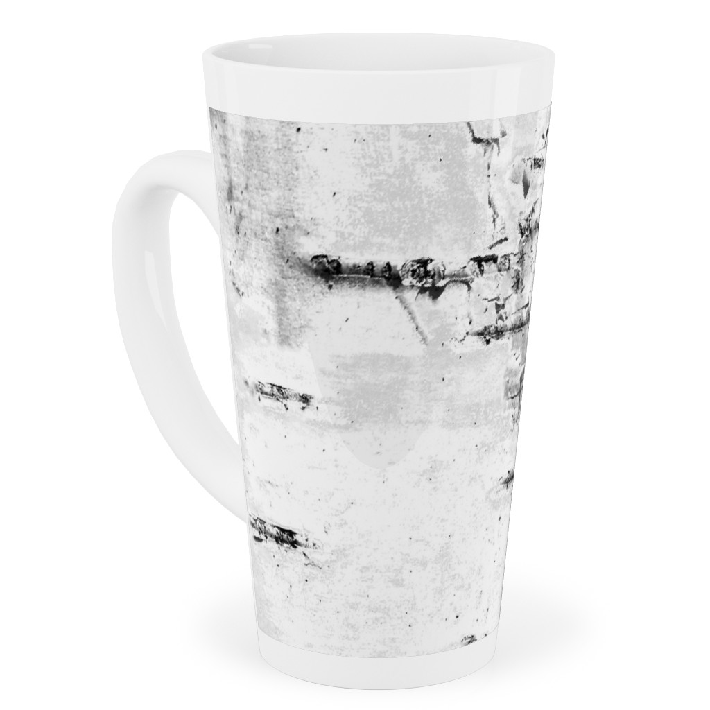Birch Bark - White, Gray Tall Latte Mug, 17oz, Gray