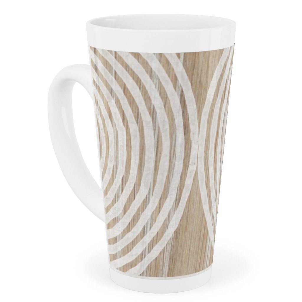 Boho Tribal Woodcut Geometric Shapes Tall Latte Mug, 17oz, Beige