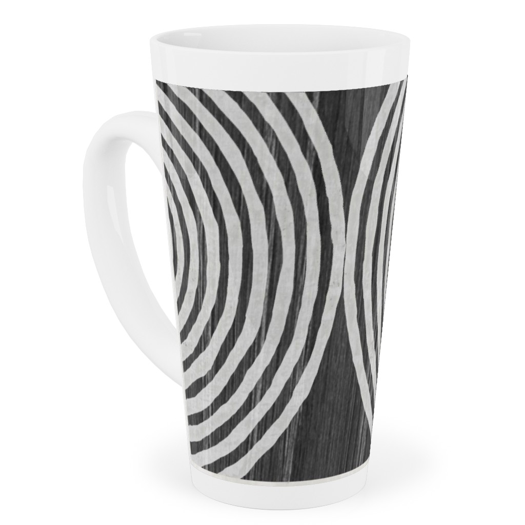 Boho Tribal Woodcut Geometric Shapes Tall Latte Mug, 17oz, Black