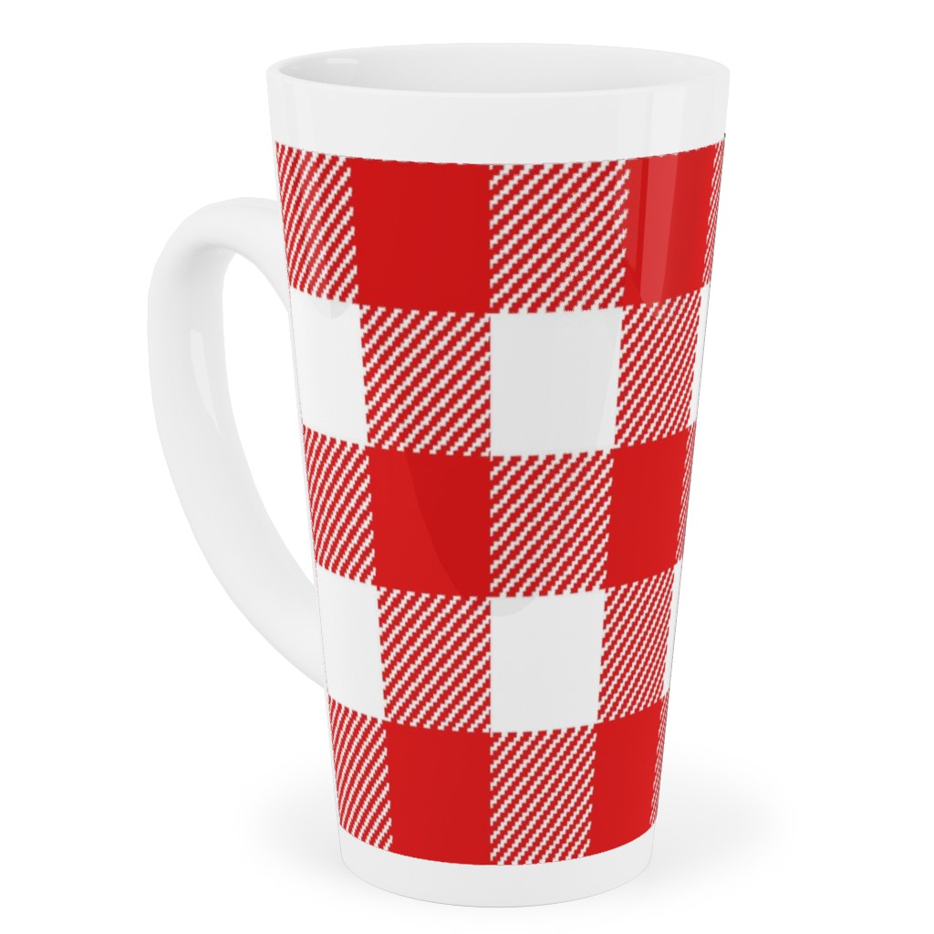 Buffalo Plaid Tall Latte Mug, 17oz, Red, Firecracker