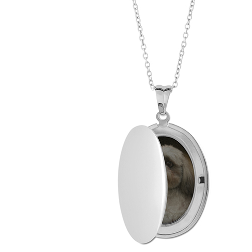Always With Me Locket Necklace, Silver, Oval, None, Gray