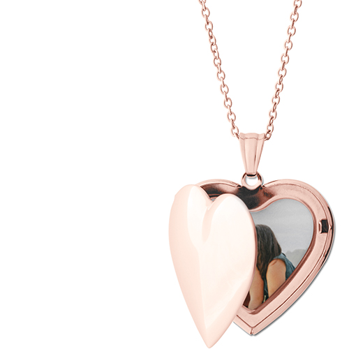 Best Ever Locket Necklace, Rose Gold, Heart, None, Gray