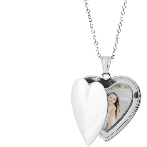 Monogram Trio Locket Necklace, Silver, Heart, None, Gray