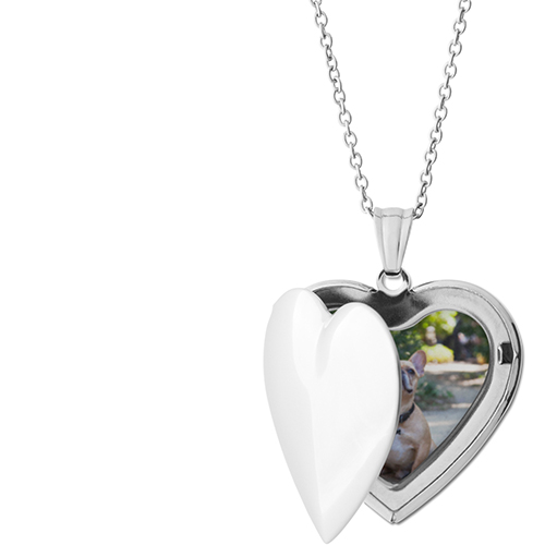 Photo Gallery Locket Necklace, Silver, Heart, None, Gray