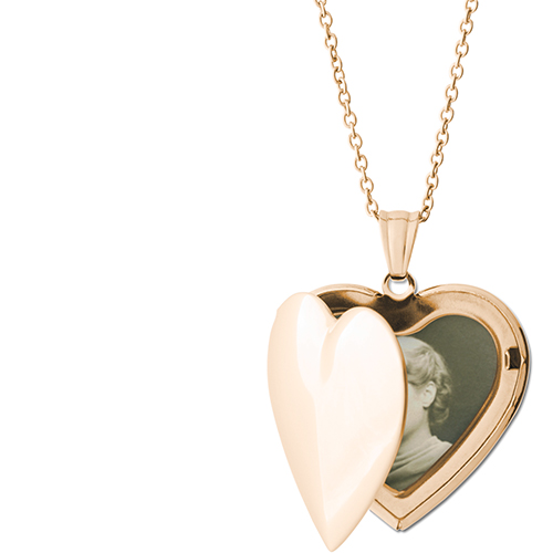 Remember Always Locket Necklace, Gold, Heart, None, Gray