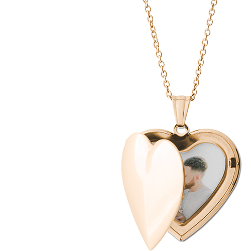 Statement Name Locket Necklace, Gold, Heart, None, Gray
