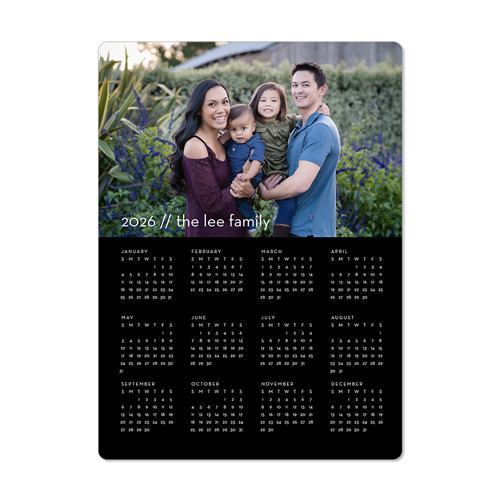 Modern Calendar Magnet, 4x5.5, Black, black