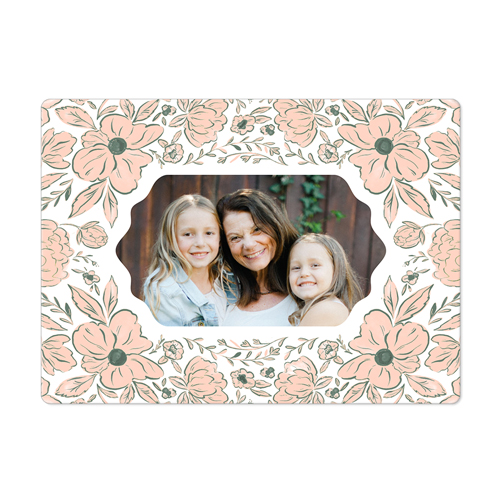 Classic Floral Border Magnet, 4x5.5, White, white