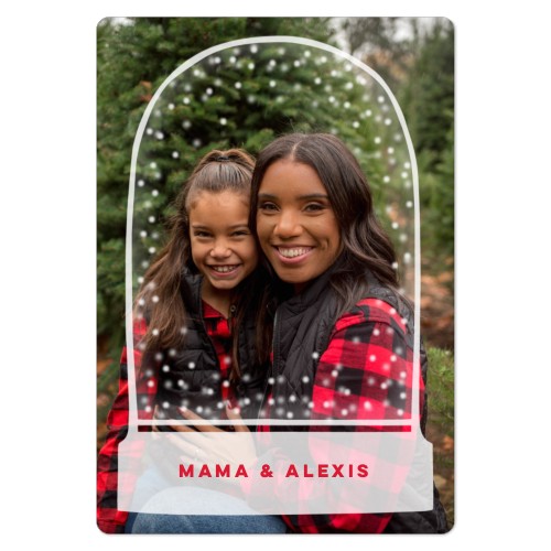 Snow Globe Doodle Magnet, 3x5, White, white