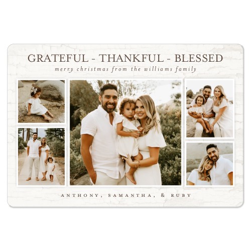 Grateful Thankful Blessed Family Magnet, 3x5, White