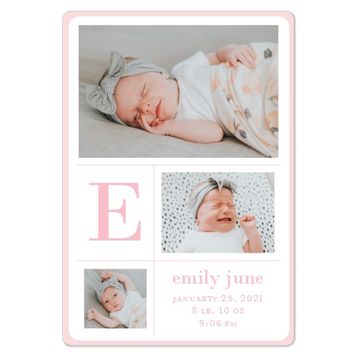 Modern Baby Monogram Magnet, 3x5, Pink