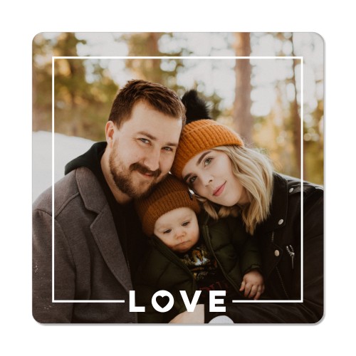 Love Bold Frame Portrait Magnet, 3x3, White